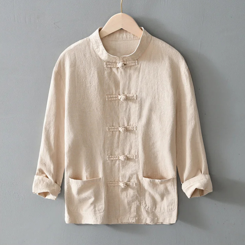 Men's Linen Mandarin Collar Shirt – Cotton-Linen Summer Shirt