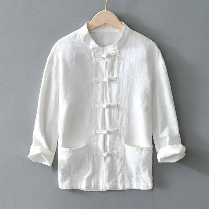 Men's Linen Mandarin Collar Shirt – Cotton-Linen Summer Shirt