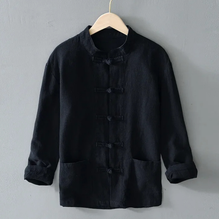 Men's Linen Mandarin Collar Shirt – Cotton-Linen Summer Shirt