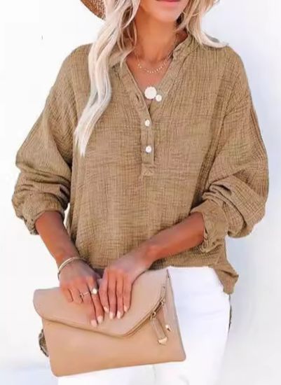 Women's Relaxed Elegance Button Blouse - Effortless Day-to-Night
