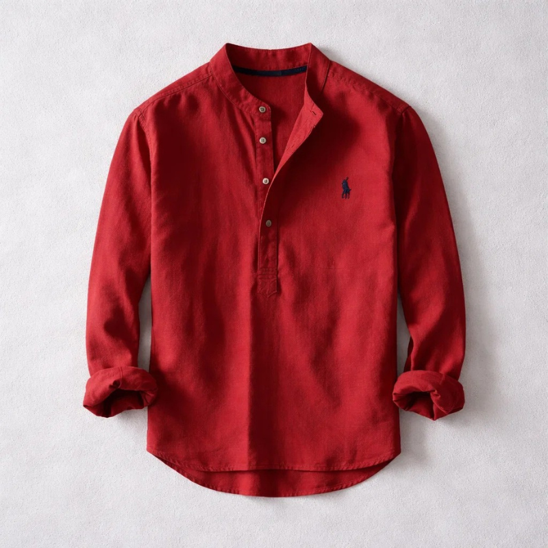 Men's Washed Linen Shirt – Tailored Long-Sleeve Summer Shirt
