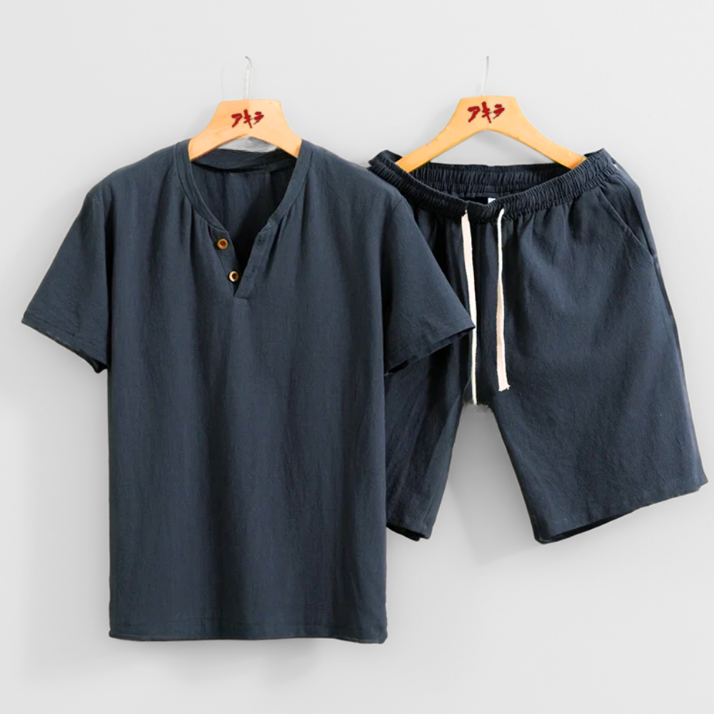Men's Linen Two-Piece Set – Breathable Shirt and Trousers Co-ord
