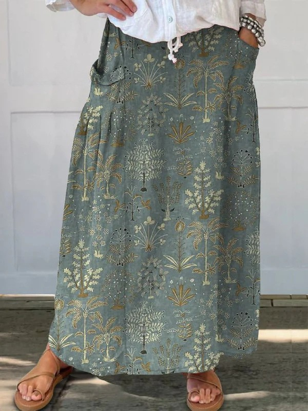 Women's Woodland Vegetation Print Skirt - Everyday Comfort