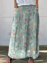 Women's Floral Printed A-Line Pocket Skirt - Spring Breeze