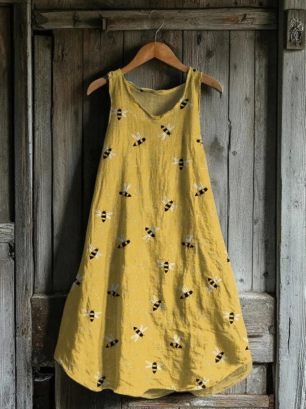 Honeybee Meadow Tank Dress - Yellow