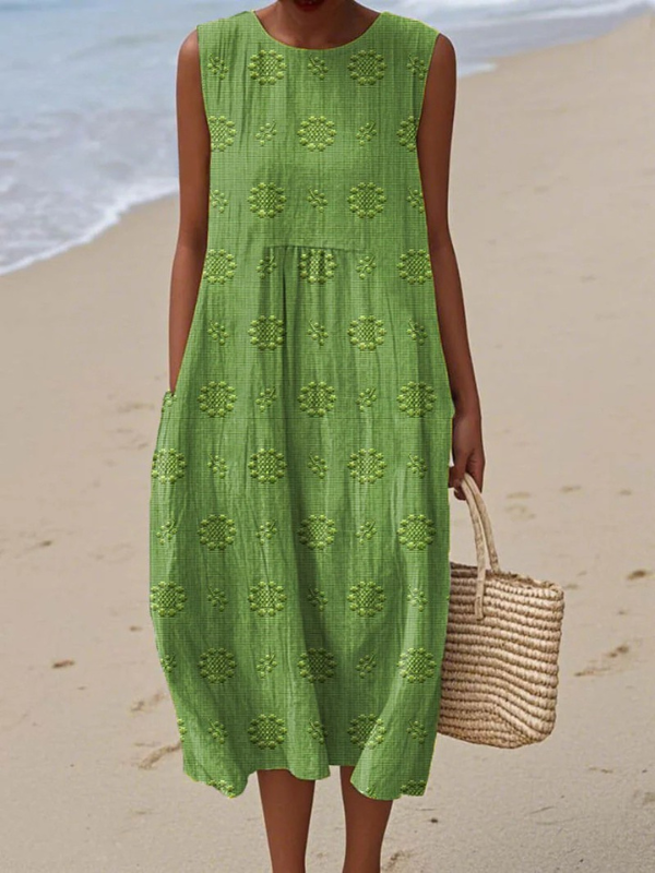Women's Sofia Sleeveless Pattern Midi Dress - Effortless Summer Style