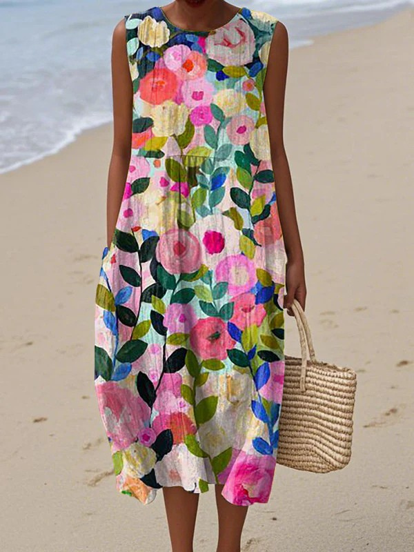 Women's Floral Midi Dress - Effortless Everyday Style