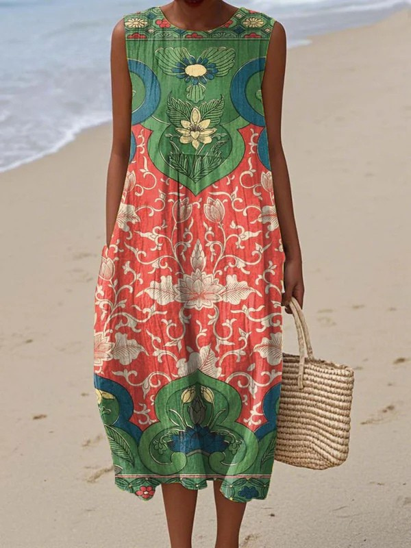 Women's Bohemian Midi Dress - Effortless All-Day Style