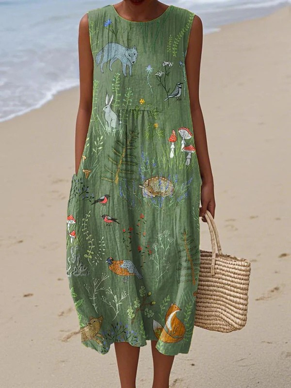 Hope Woodland Sleeveless Midi Dress