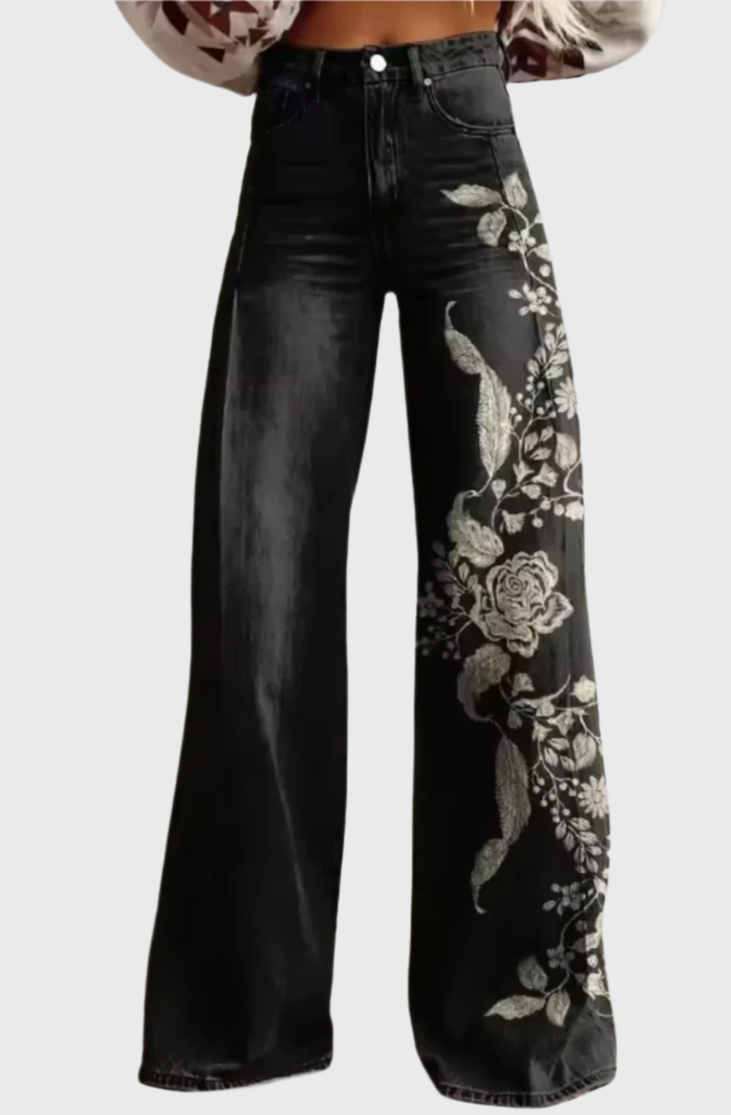 Women's Vintage High-Waist Wide-Leg Trousers - Bohemian Style