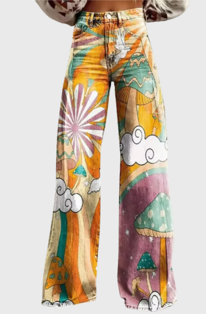 Women's Frankie Wide Leg Trousers - Boho Vintage Style