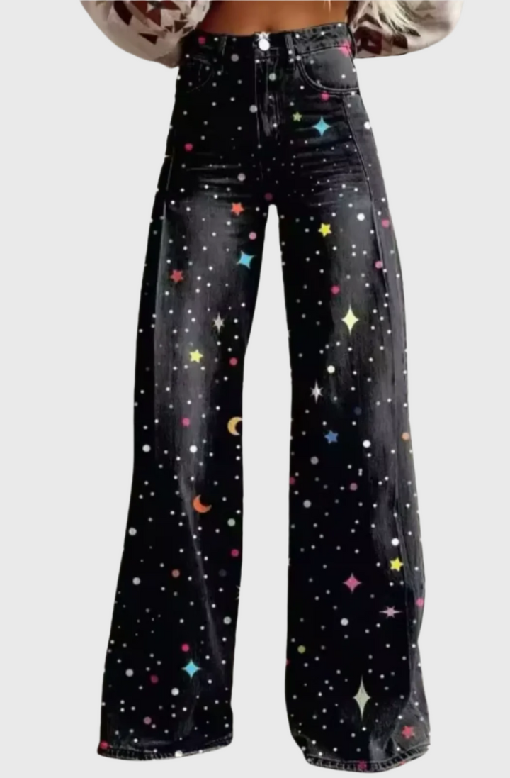 Women's Estella Boho Vintage Pants - High Waist Wide Leg