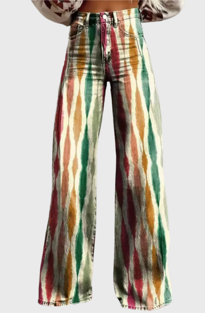 Women's Boho High-Waist Wide-Leg Trousers - Effortless Style