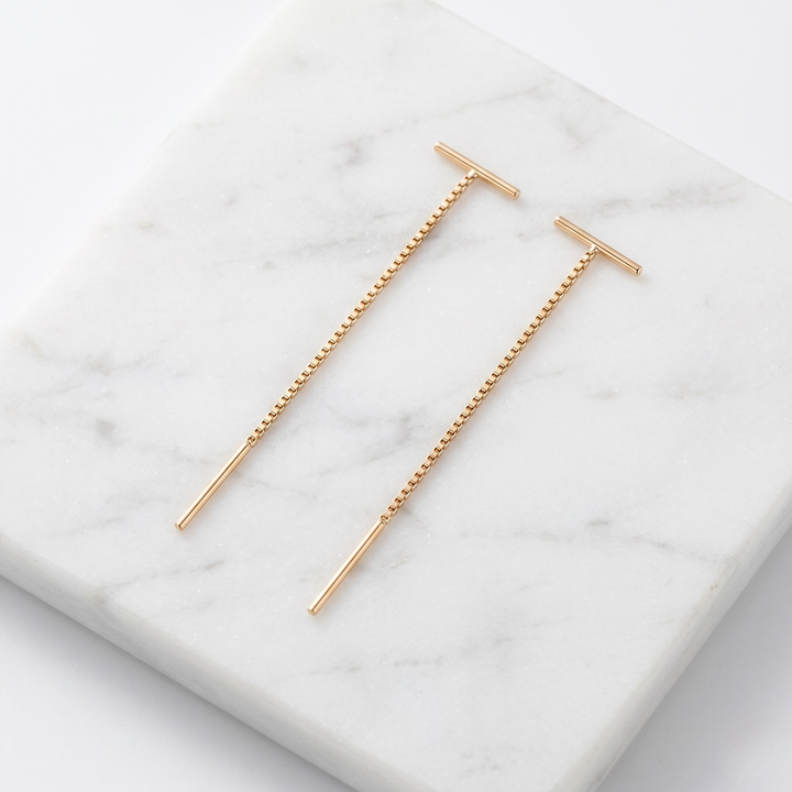 Women's Ena Sol Chain Drop Earrings – Stainless Steel, Gold & Silver