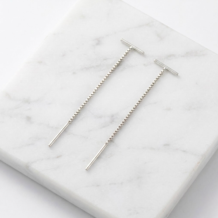 Women's Ena Sol Chain Drop Earrings – Stainless Steel, Gold & Silver