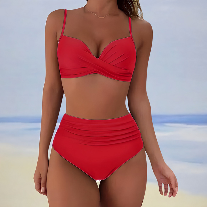 Women's Elegant High-Waisted Bikini - Sophisticated Swimwear