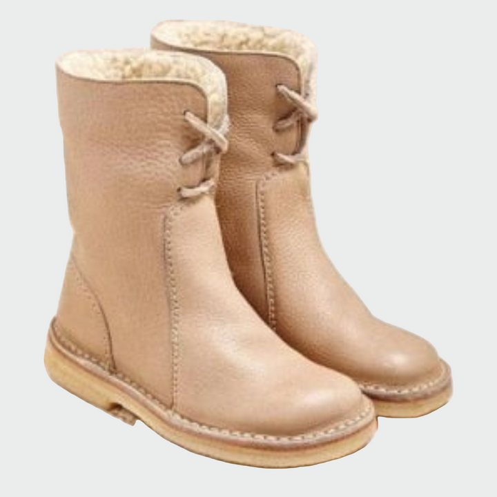 Women's Wool-Lined Waterproof Leather Ankle Boots - Winter Boots