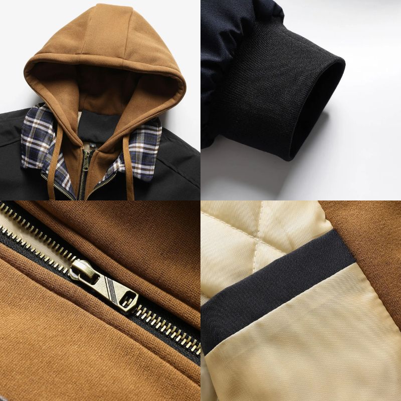 Men's Quilted Cotton Bomber Hooded Jacket – Insulated Layering