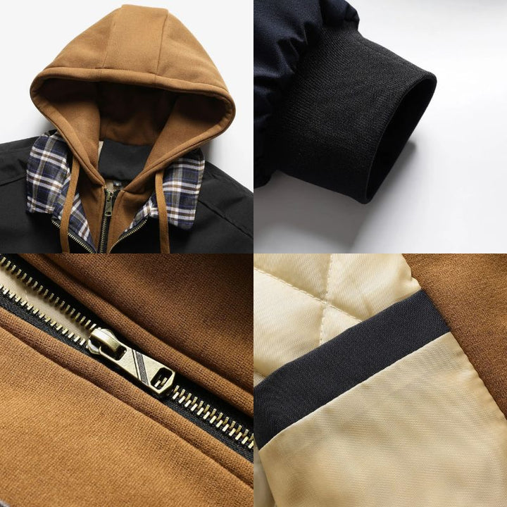 Men's Quilted Cotton Bomber Hooded Jacket – Insulated Layering