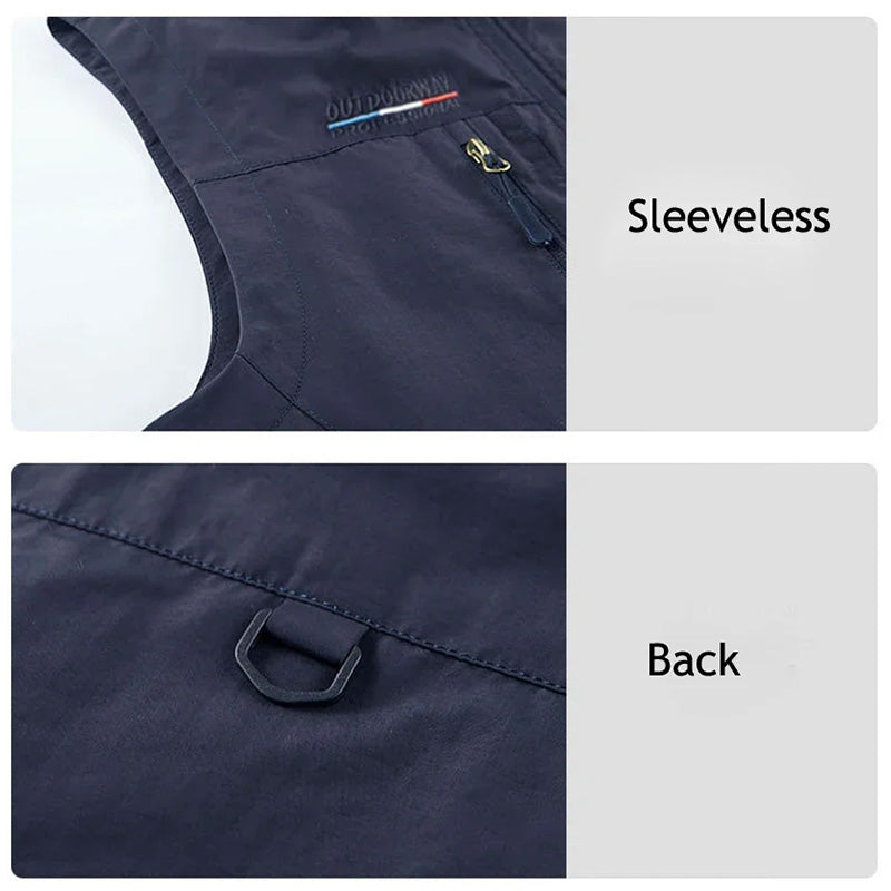 Men's Multi-Pocket Utility Gilet – Lightweight Nylon Vest