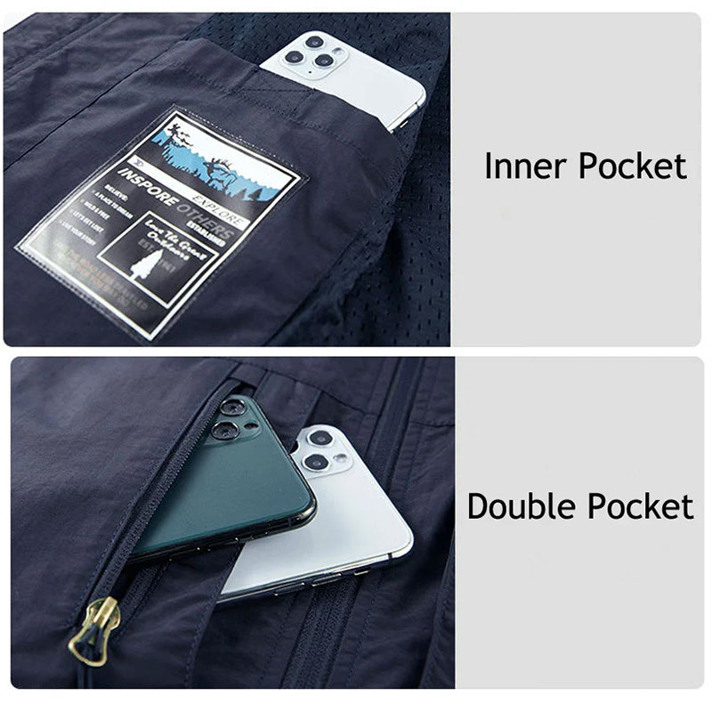 Men's Multi-Pocket Utility Gilet – Lightweight Nylon Vest