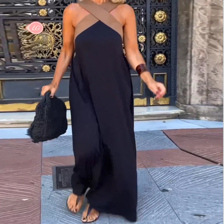 Women's Halter Crossover Long Dress - Effortless Elegance