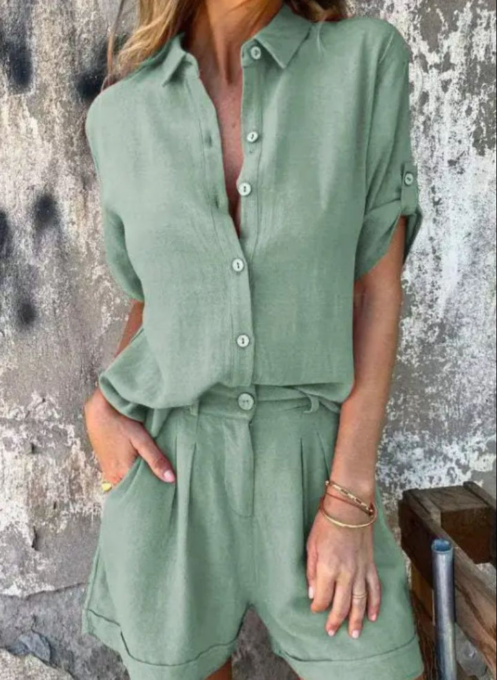 Women's Linen Blend Two-Piece Set - Effortless Warm Weather Style