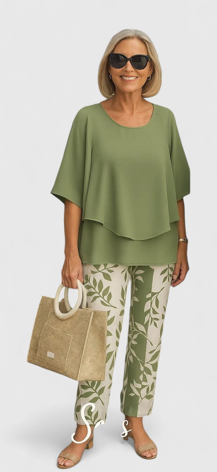 Women's Patterned Two-Piece Set - Elegant & Effortless