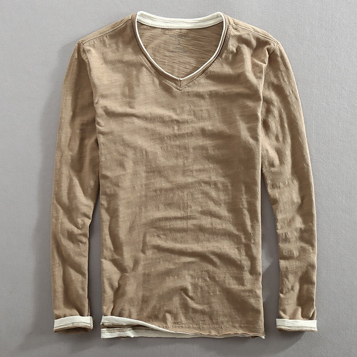 Men's James Layered Long Sleeve V-Neck Tee - Everyday Essential