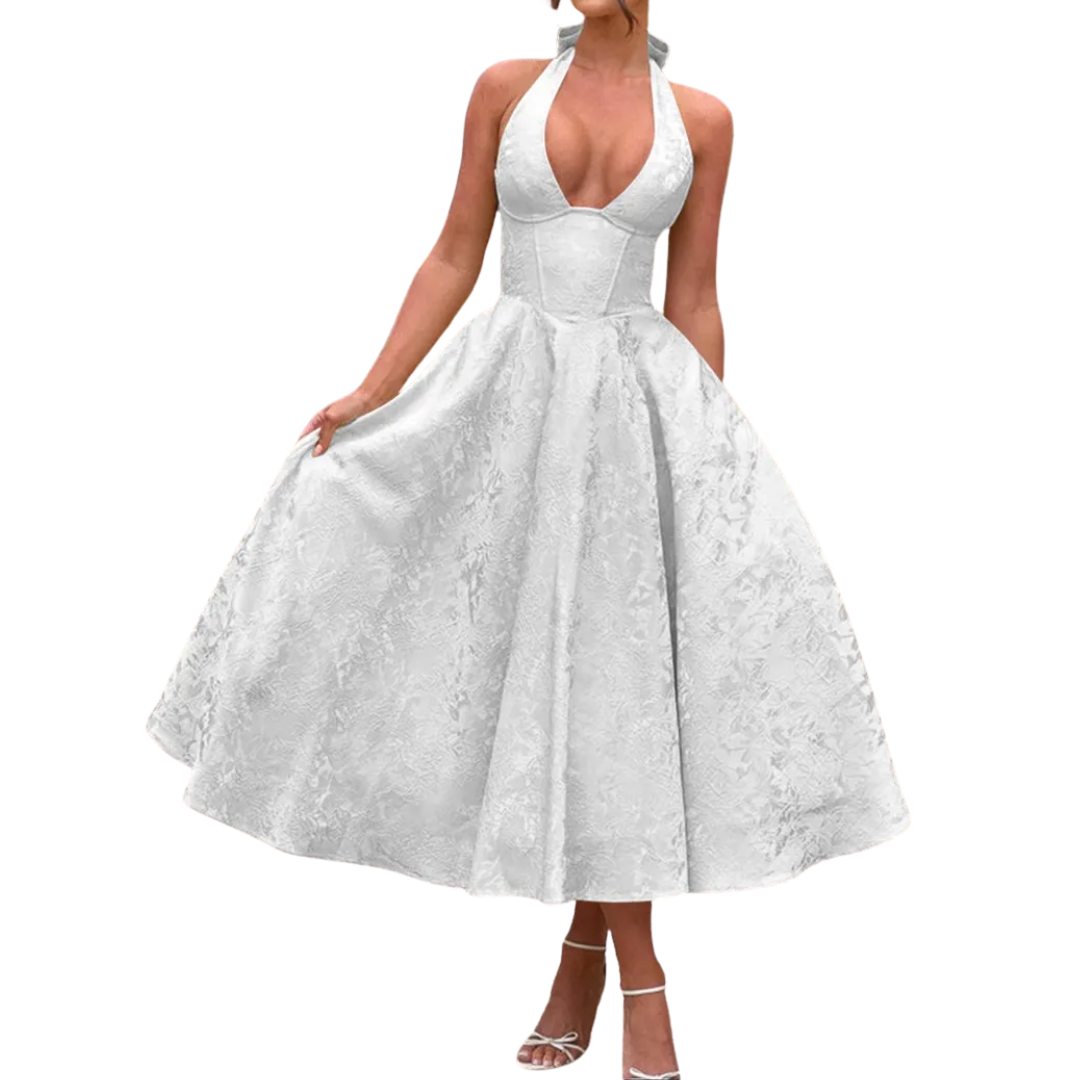 Women's VIOLAINE Embroidered Halter V-Neck Evening Dress