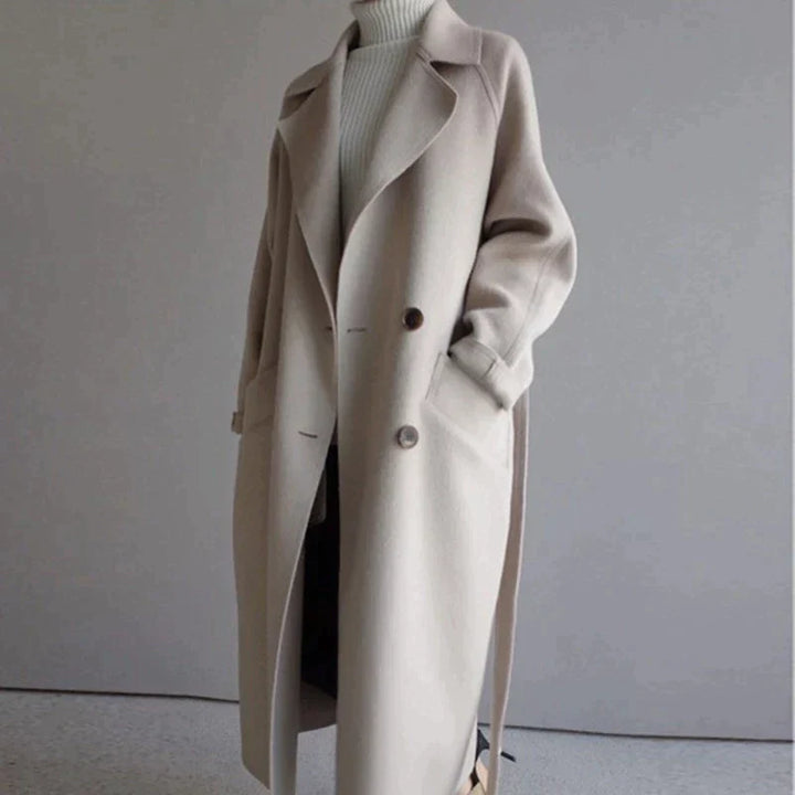 Women's Longline Wool Coat - Elegant Winter Warmth