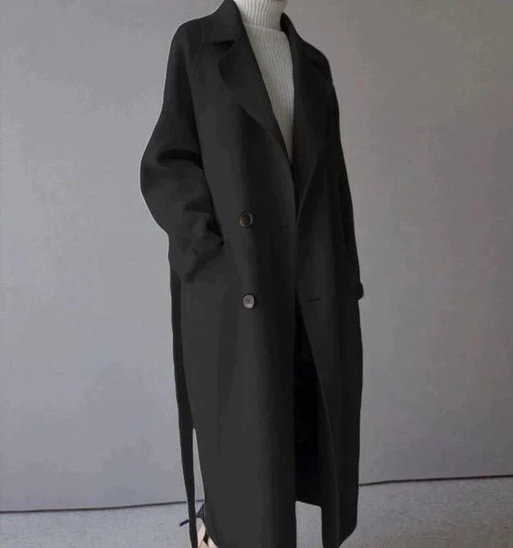 Women's Longline Wool Coat - Elegant Winter Warmth