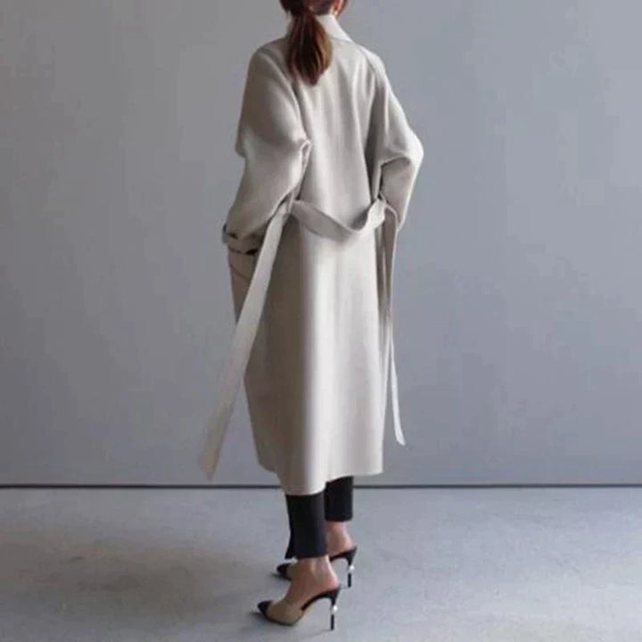 Women's Longline Wool Coat - Elegant Winter Warmth