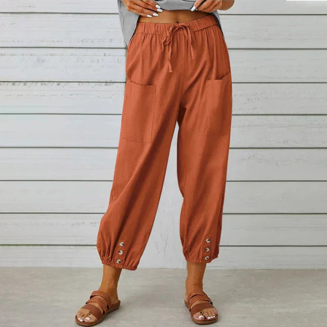 Women's Cotton-Linen Relaxed-Fit Trousers - Everyday Comfort