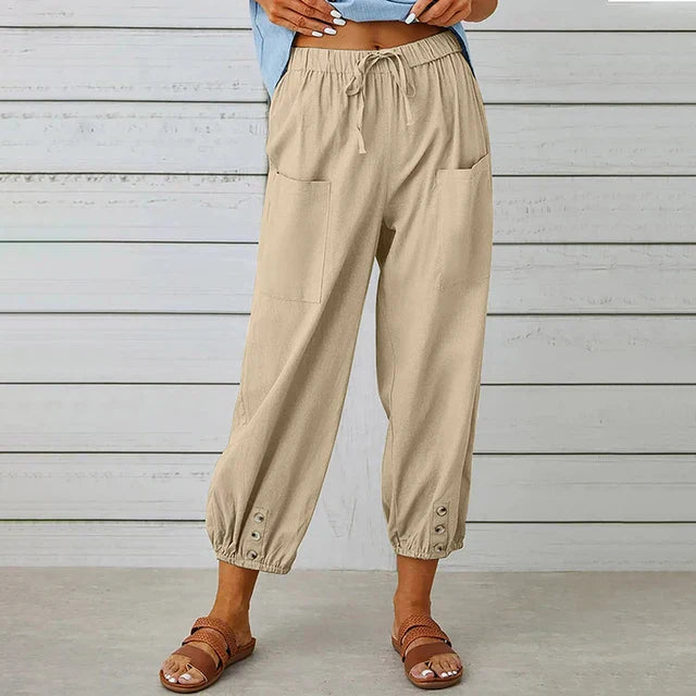 Women's Cotton-Linen Relaxed Fit Pants - Effortless Summer Style