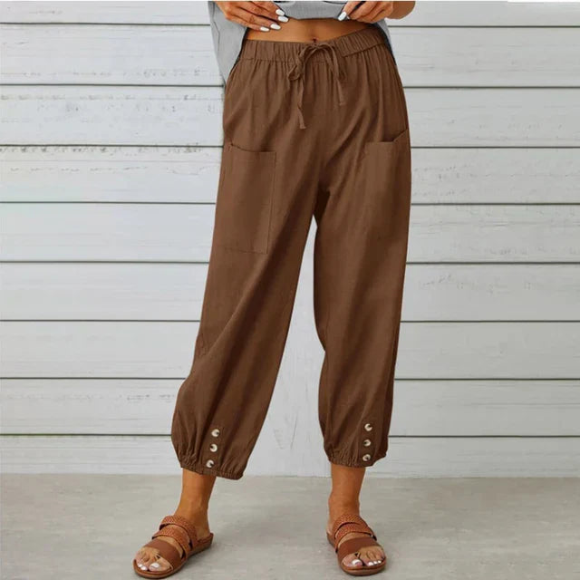 Women's Cotton-Linen Relaxed-Fit Trousers - Everyday Comfort