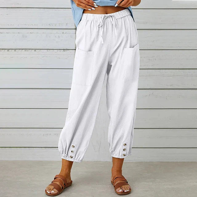 Women's Cotton-Linen Relaxed-Fit Trousers - Everyday Comfort