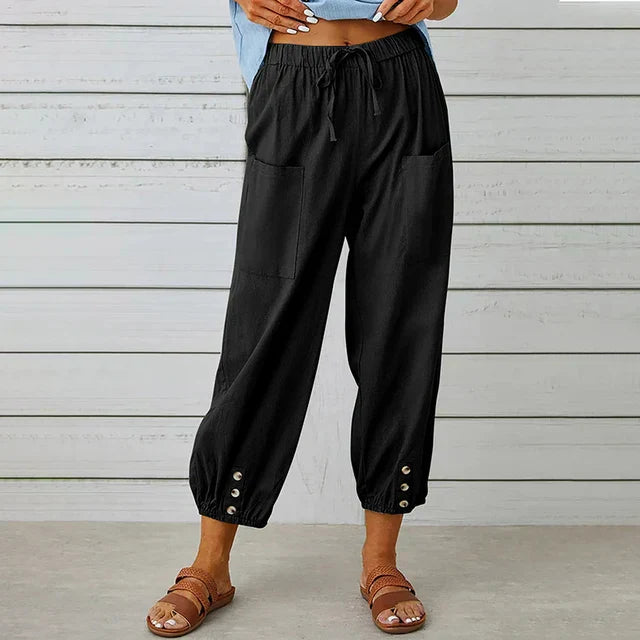 Women's Cotton-Linen Relaxed Fit Pants - Effortless Summer Style