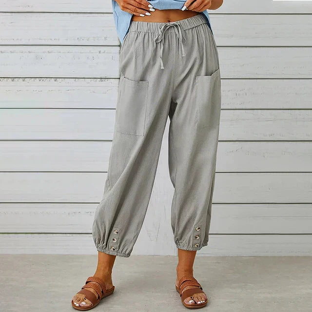 Women's Cotton-Linen Relaxed Fit Pants - Effortless Summer Style