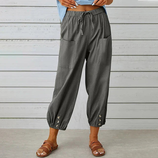 Women's Cotton-Linen Relaxed-Fit Trousers - Everyday Comfort