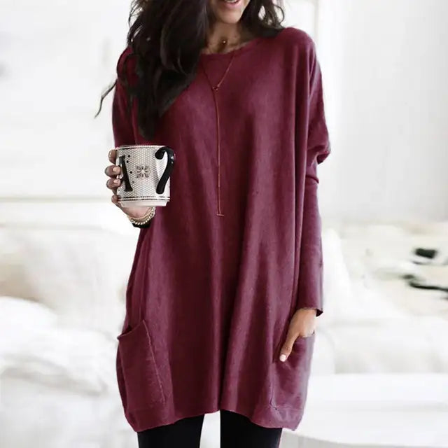 Women's Long-Sleeve Tunic - Effortless Comfort for Everyday