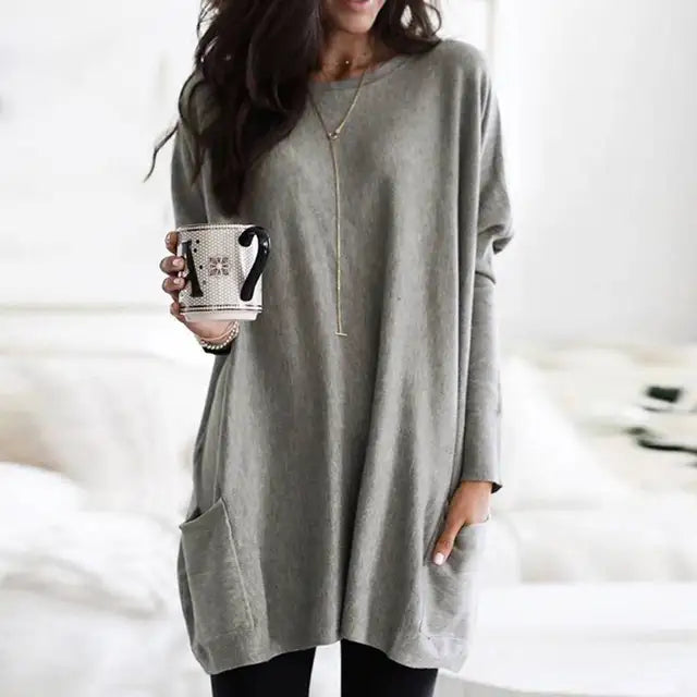 Women's Long-Sleeve Tunic - Effortless Comfort for Everyday