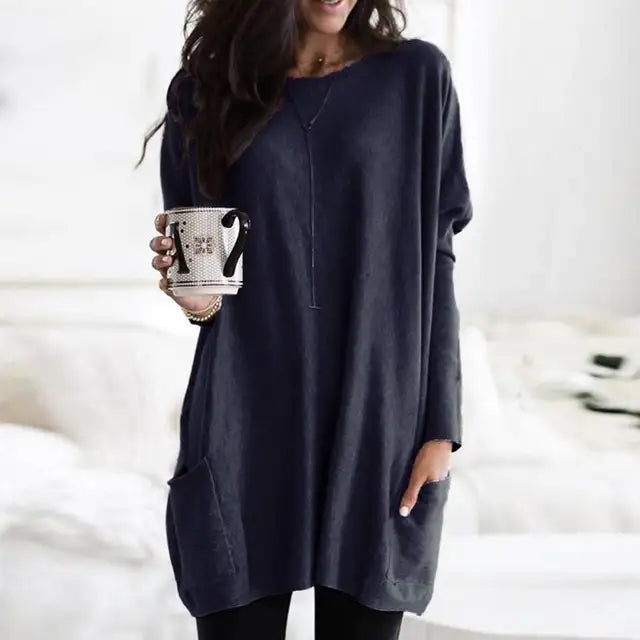 Women's Long-Sleeve Tunic - Effortless Comfort for Everyday