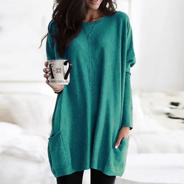 Women's Long-Sleeve Tunic - Effortless Comfort for Everyday