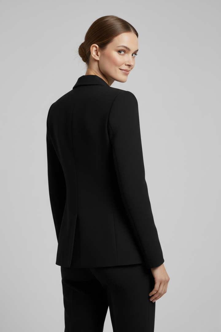 Women's Double-Breasted Blazer with Gold Buttons - Summer