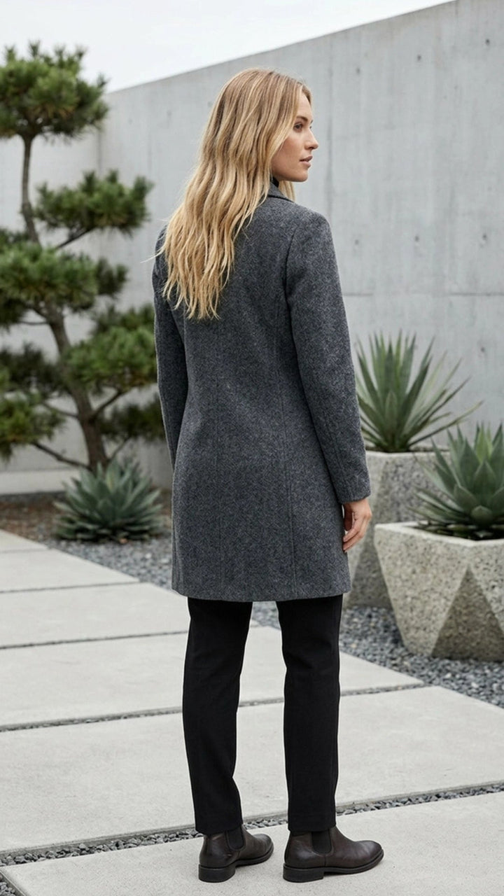 Women's Button-Up Long Coat - Everyday Warmth and Style