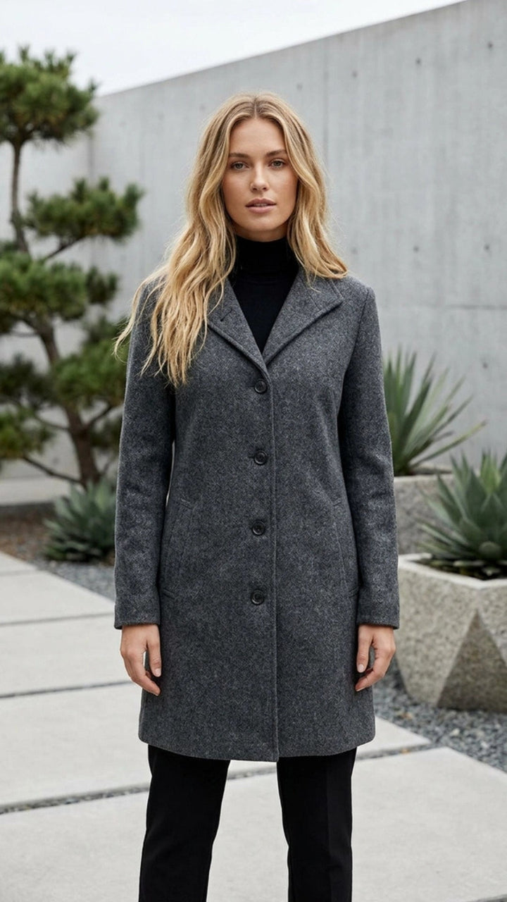 Women's Button-Up Long Coat - Everyday Warmth and Style