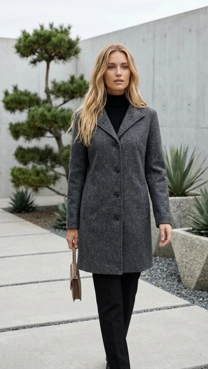 Women's Button-Up Long Coat - Everyday Warmth and Style
