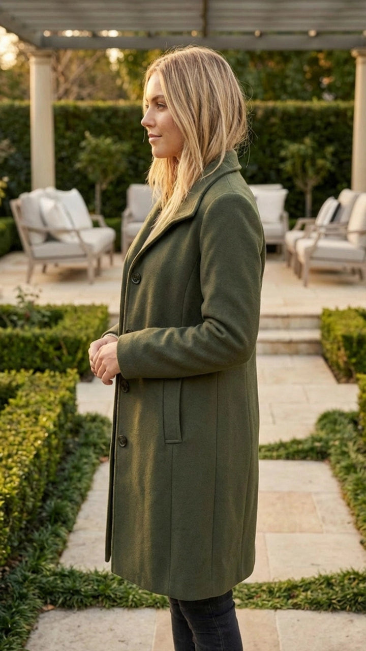 Women's Button-Up Long Coat - Everyday Warmth and Style