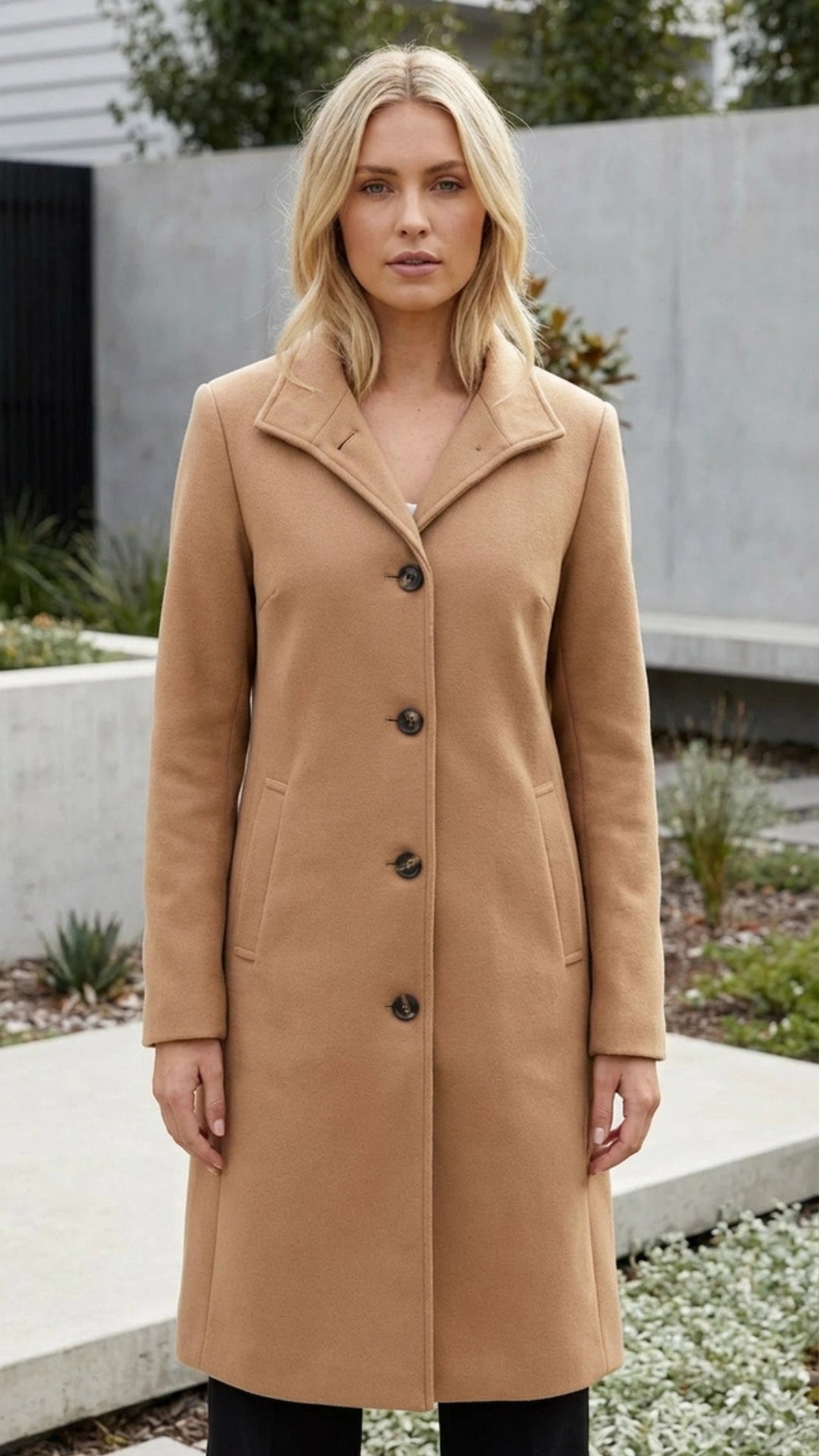 Women's Button-Up Long Coat - Everyday Warmth and Style